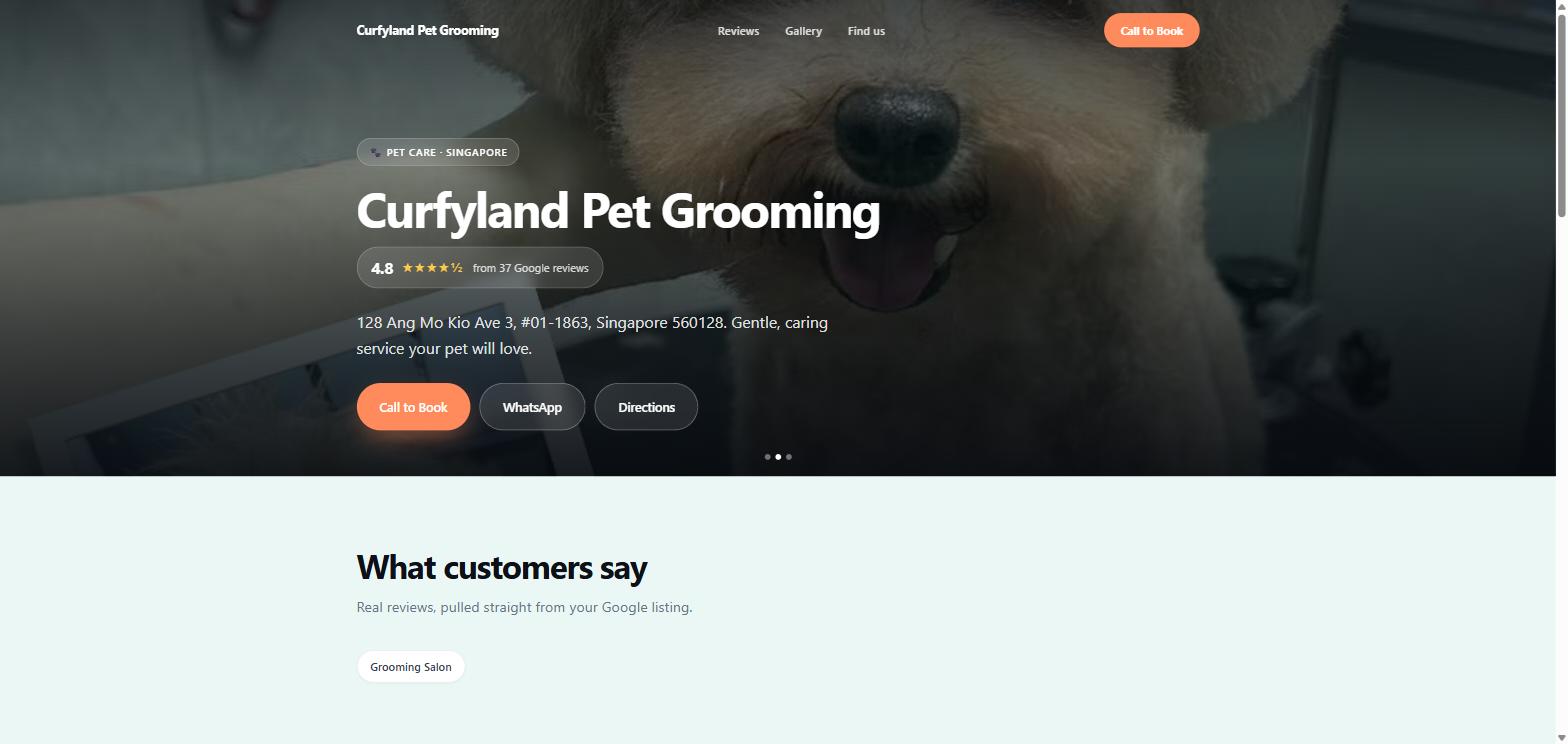 Demo site for Curfyland Pet Grooming